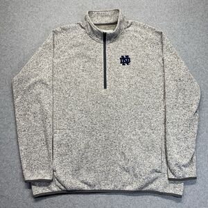 League Notre Dame 1/4 Zip Sweater Men’s 2XL Nimbus Gray Long Sleeve